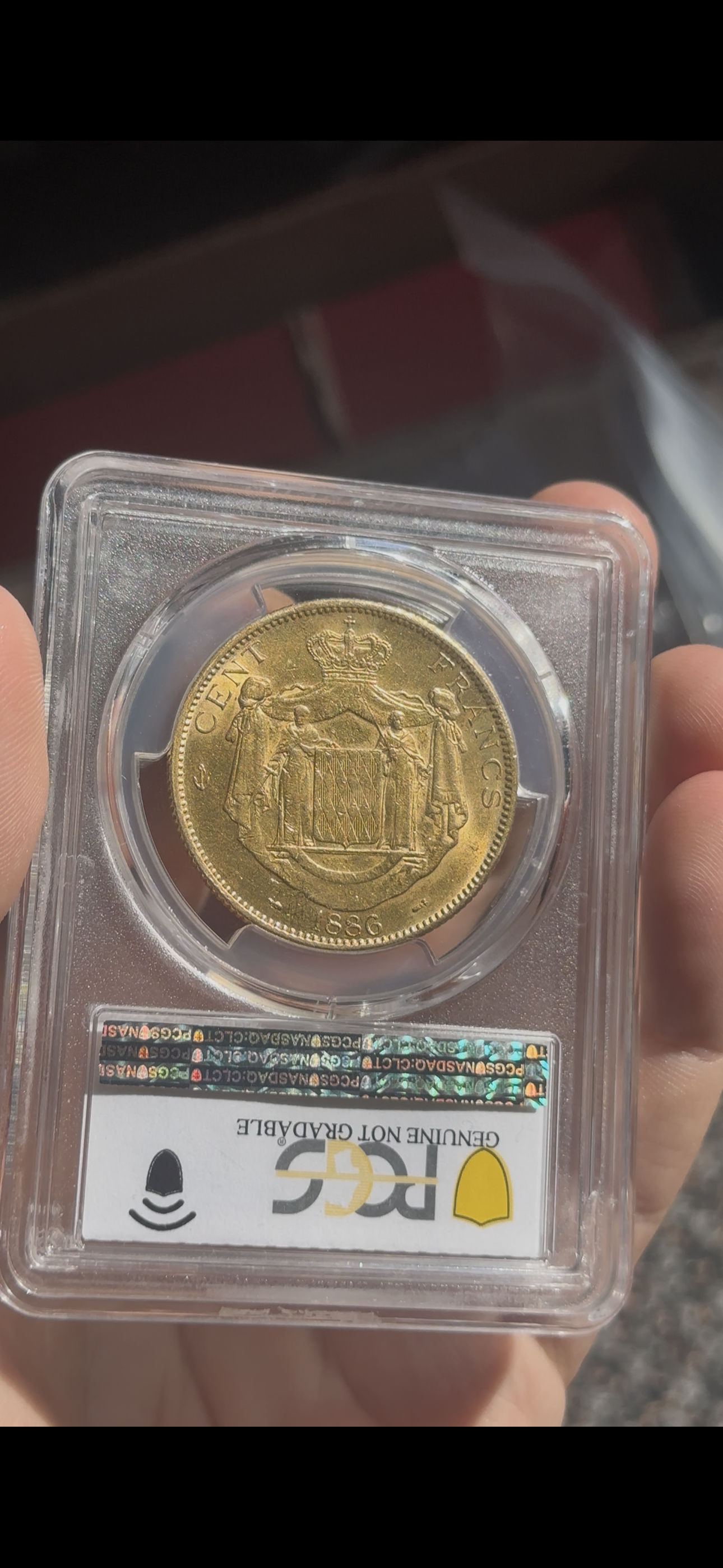 100 Francs, Monaco 1886-A Charles III PCGS AU