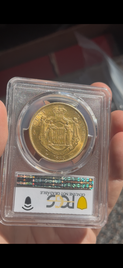 100 Francs, Monaco 1886-A Charles III PCGS AU