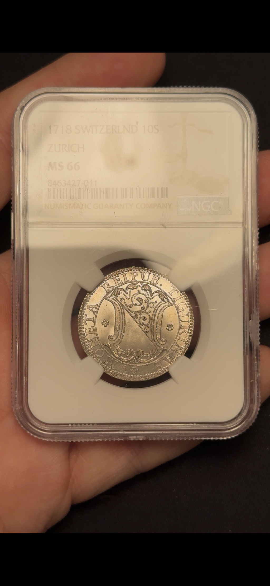 10 Schilling, Switzerland 1718 Zurich NGC MS66