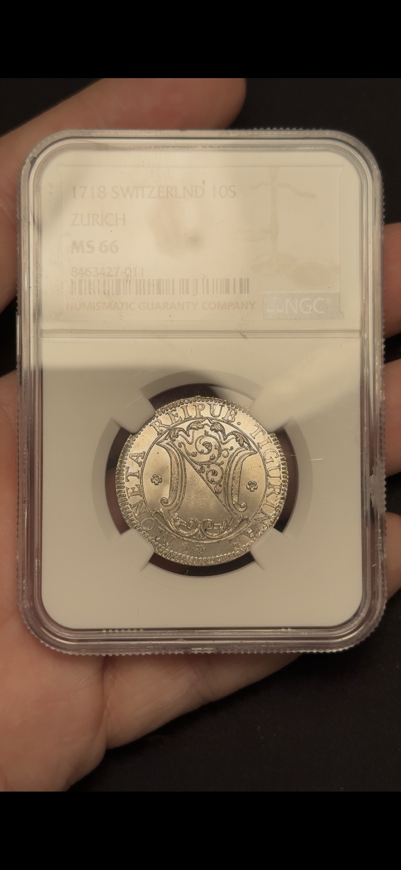 10 Schilling, Switzerland 1718 Zurich NGC MS66